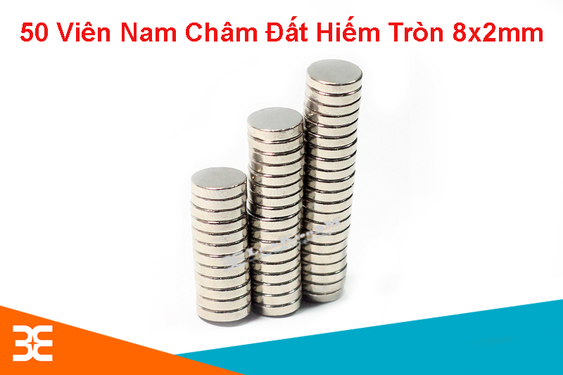 50 Viên Nam Châm Đất Hiếm Tròn 8x2mm 1