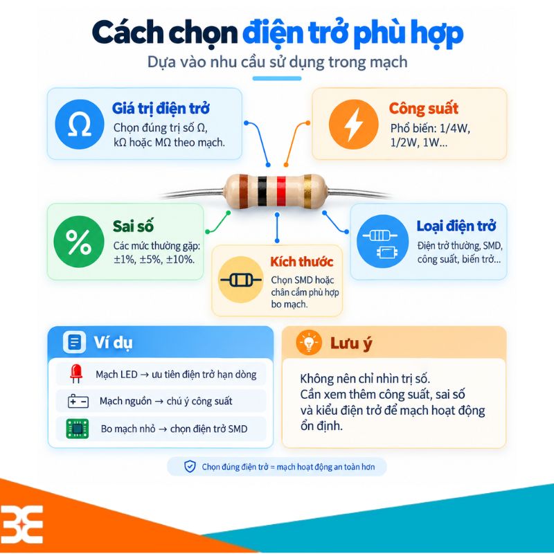 Cách chọn điện trở phù hợp