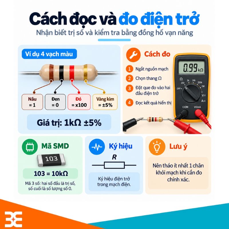 Cách đọc và đo điện trở