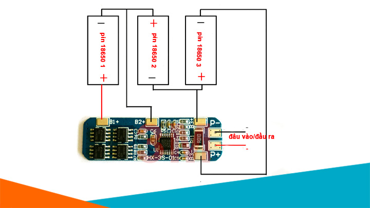 Sơ đồ kết nối mạch bảo vệ pin lithium 3 cell