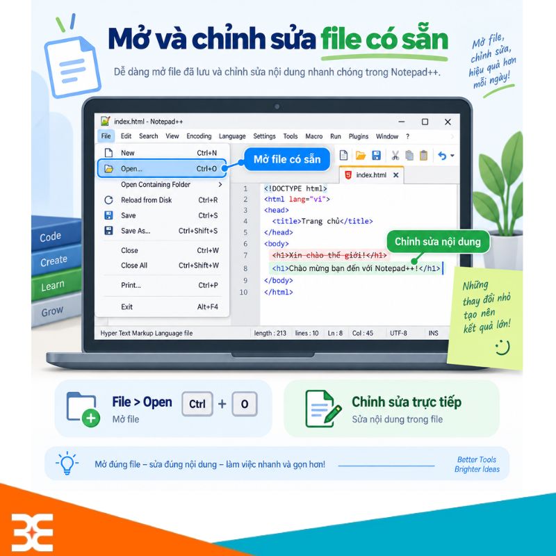 Mở và chỉnh sửa file có sẵn