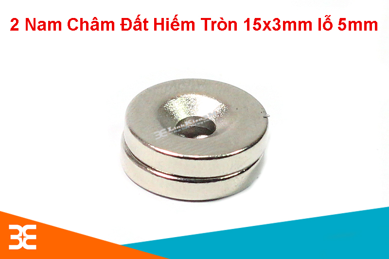 2 viên nam châm đất hiếm 15x3mm có lỗ