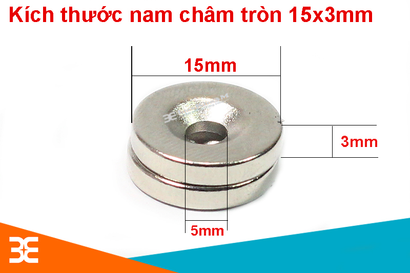 2 viên nam châm đất hiếm 15x3mm có lỗ 2