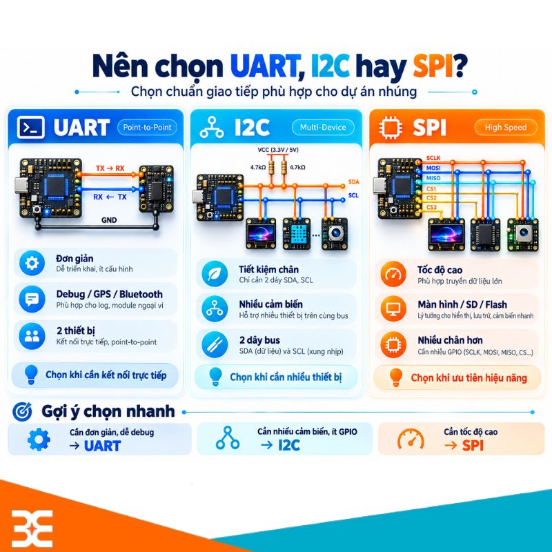 Nên chọn UART, I2C hay SPI?