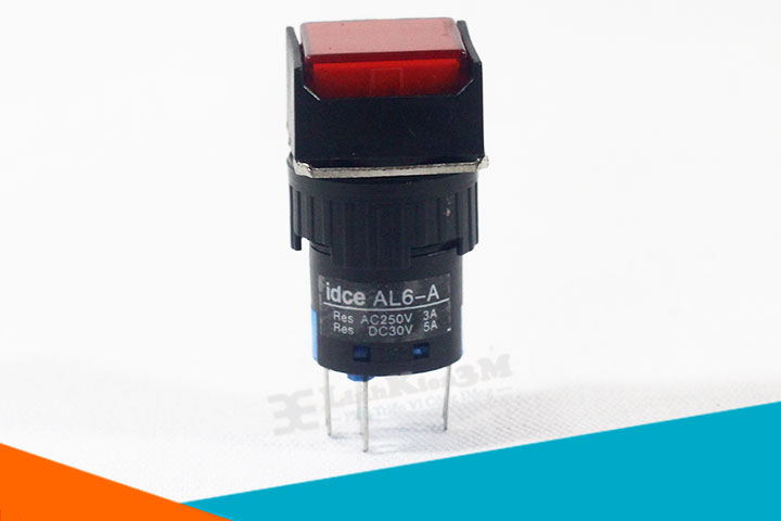 Nút Nhấn Đề Vuông 24VDC AL6 - A Nhấn Giữ Có Đèn Màu đỏ