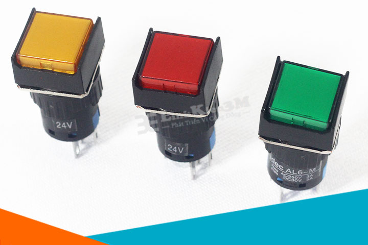 Nút Nhấn Đề Vuông 24VDC Al6- M Nhấn Nhả Có Đèn