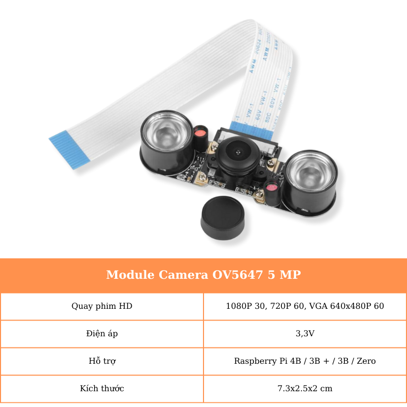 Module Camera OV5647 5 MP Raspberry Pi 70 độ | Linh Kiện Điện Tử 3M