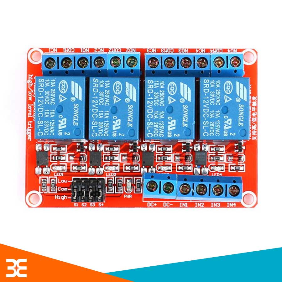 Module Relay 12VDC 4 Kênh H/L Chất Lượng- Linh Kiện Điện Tử 3M
