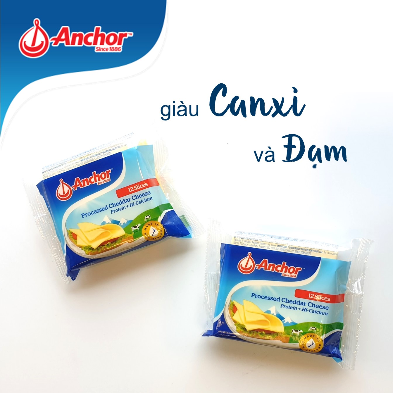 Anchor Processed Cheddar New Zealand Cheese 12Slice 200g Pack