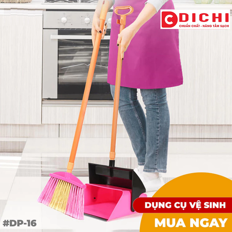Bộ chổi + ky hốt rác Lion Star có cán - DP-16