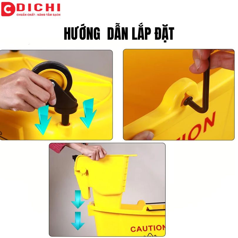 Thùng lau nhà có bánh xe bằng nhựa, mã: B-040D