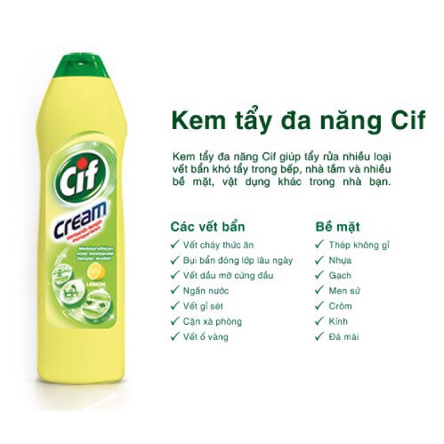 Kem tẩy đa năng nhà bếp CIF chanh vàng 690g
