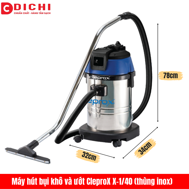 Máy hút bụi khô và ướt CleproX X-1/40 (thùng inox)