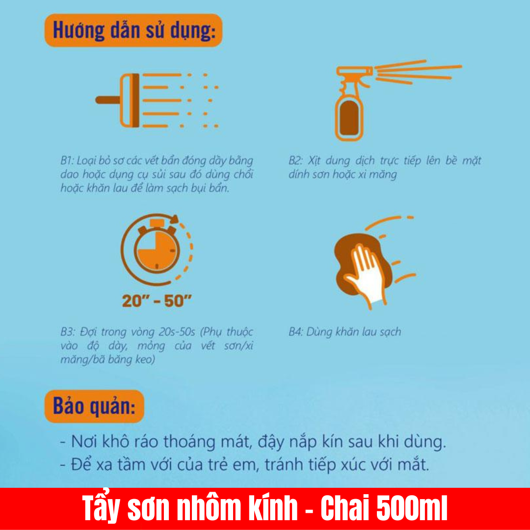 Tẩy sơn nhôm kính - Chai 500ml