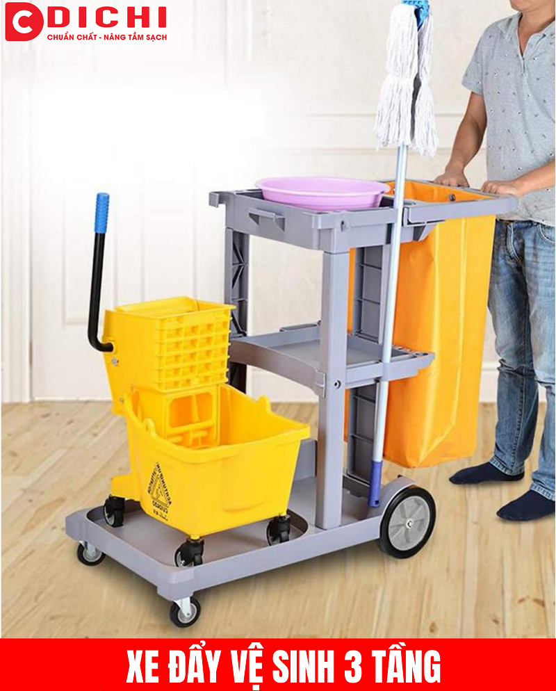 Xe dọn vệ sinh đẩy tay D-011-B
