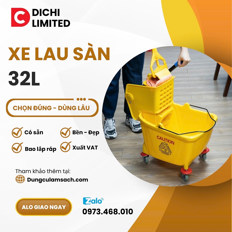 Thùng lau nhà có bánh xe bằng nhựa, mã: B-040D