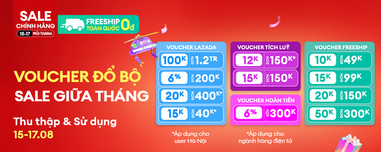 VOUCHER LAZADA ĐỔ BỘ SALE GIỮA THÁNG