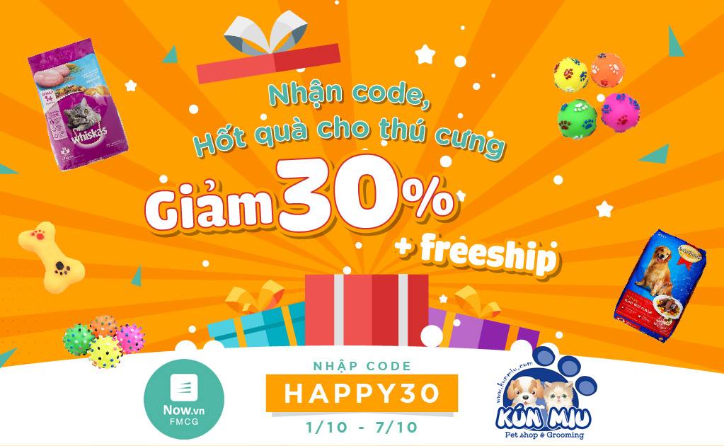 Giảm ngay 30% khi đặt hàng tại gian hàng Kún Miu trên Now.vn