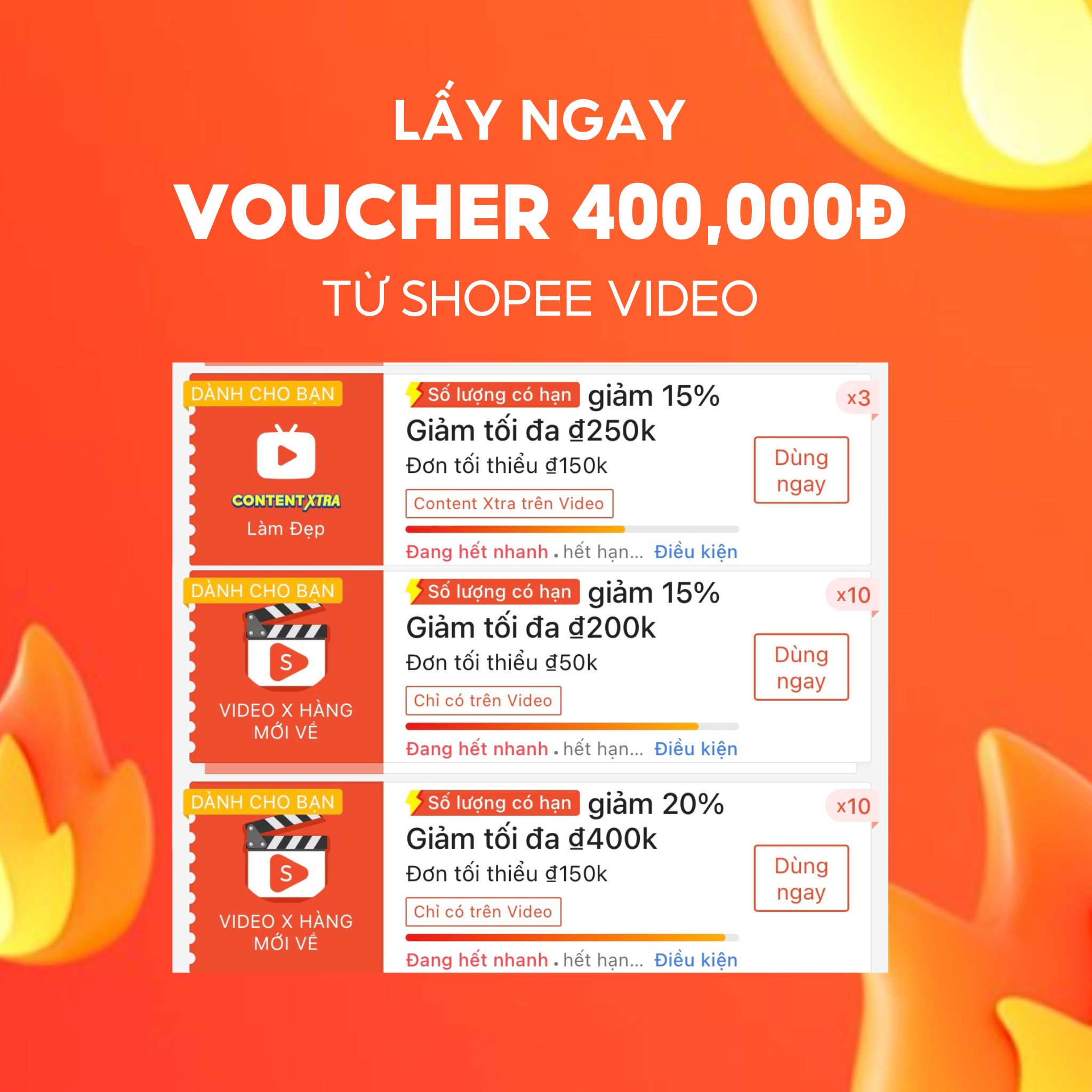 Săn ngay Voucher 400k từ Shopee Video
