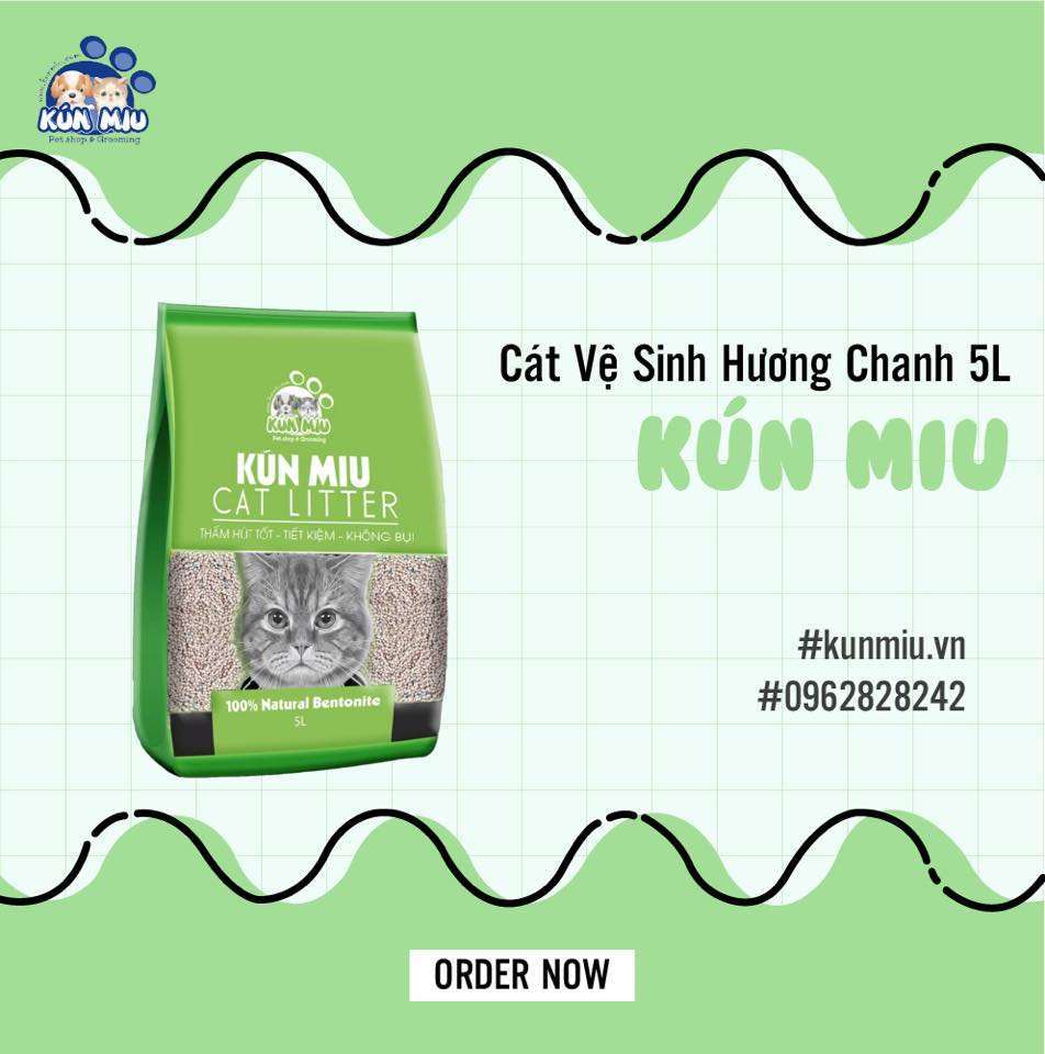 Cát vệ sinh Kún Miu hương chanh 5L