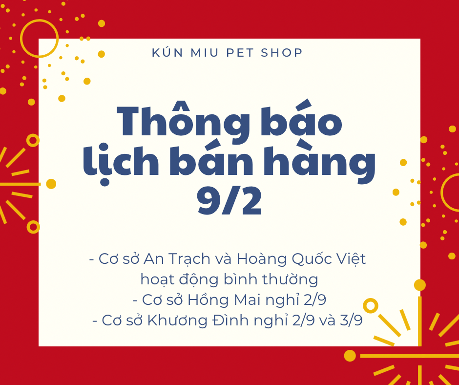 THÔNG BÁO LỊCH BÁN HÀNG QUỐC KHÁNH 2/9