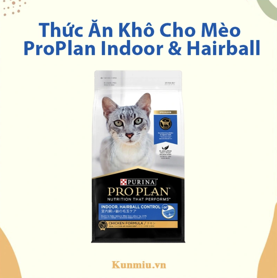 Thức ăn khô cho mèo ProPlan Indoor & Hairball