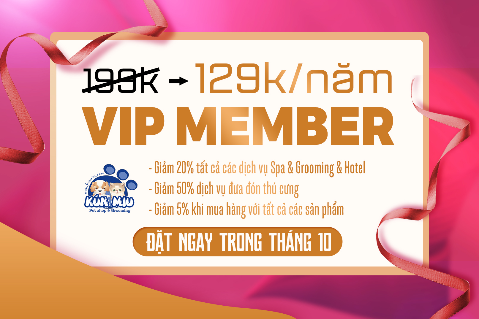 Ưu đãi cực lớn cả năm với VIP MEMBER của Kún Miu pet shop