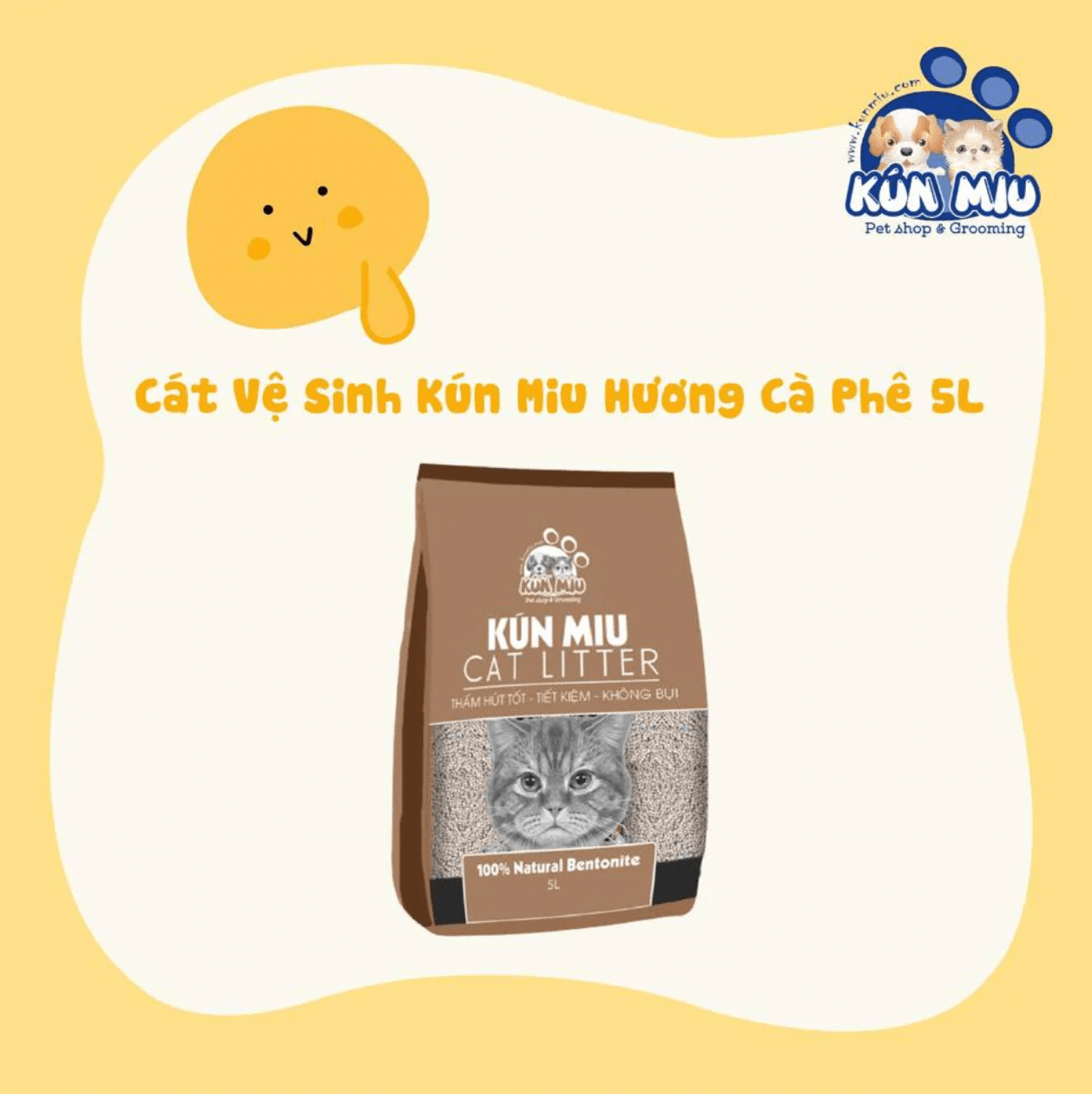 Cát vệ sinh Kún Miu hương cà phê 5L