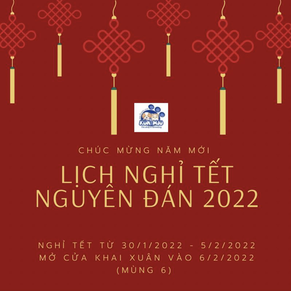 LỊCH NGHỈ TẾT NGUYÊN ĐÁN 2022