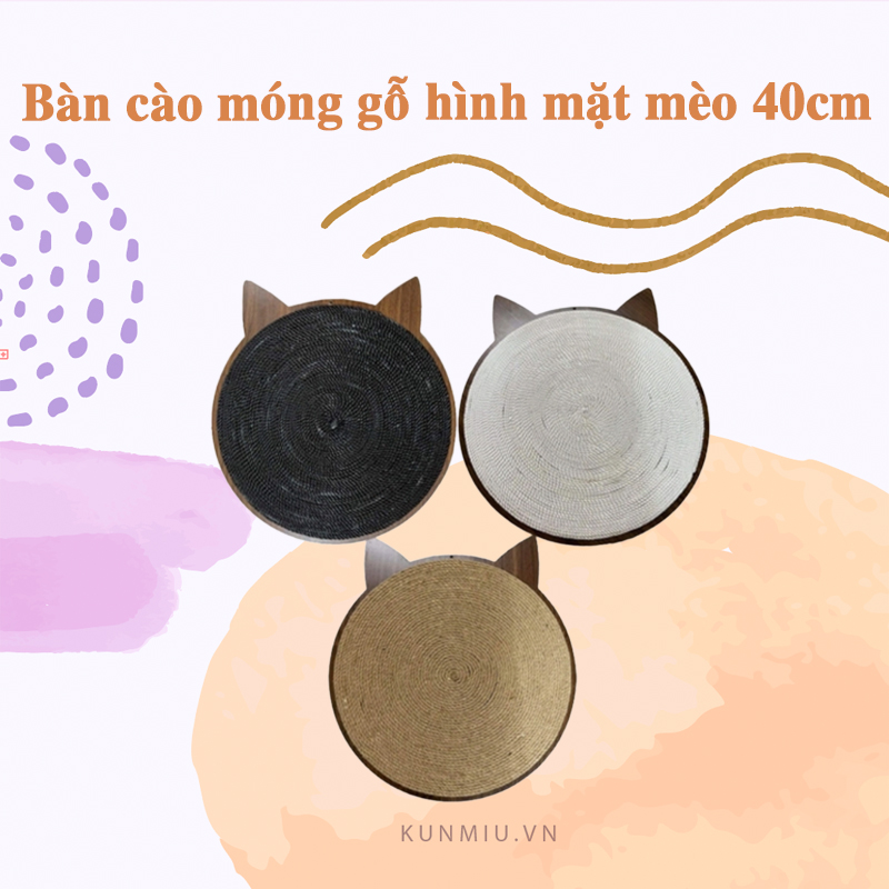 Bàn cào móng gỗ hình mặt mèo 40cm