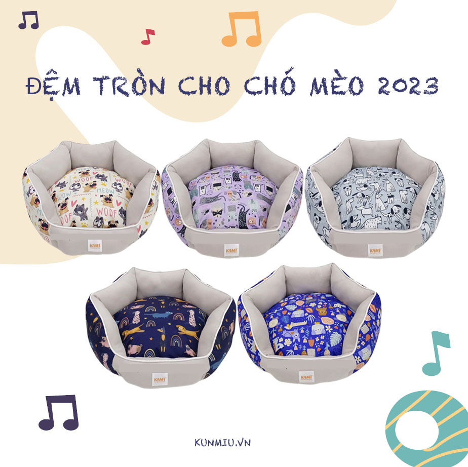 Đệm tròn cho chó mèo 2023 màu ngẫu nhiên