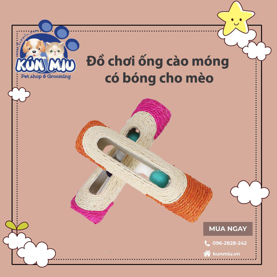 Đồ chơi ống cào móng có bóng cho mèo