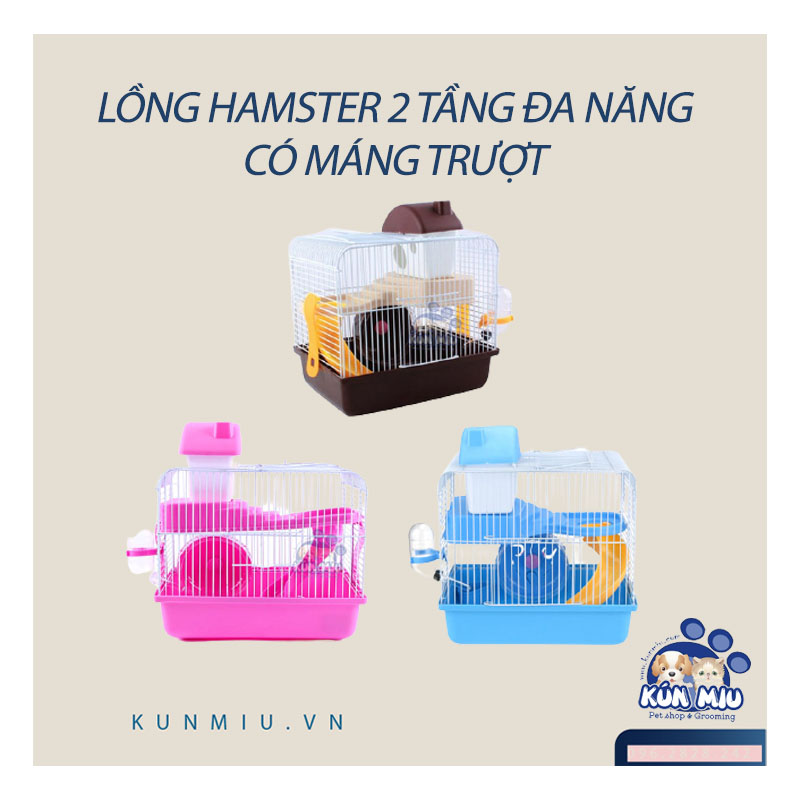 Lồng Hamster 2 tầng đa năng có máng trượt 23*17*30cm