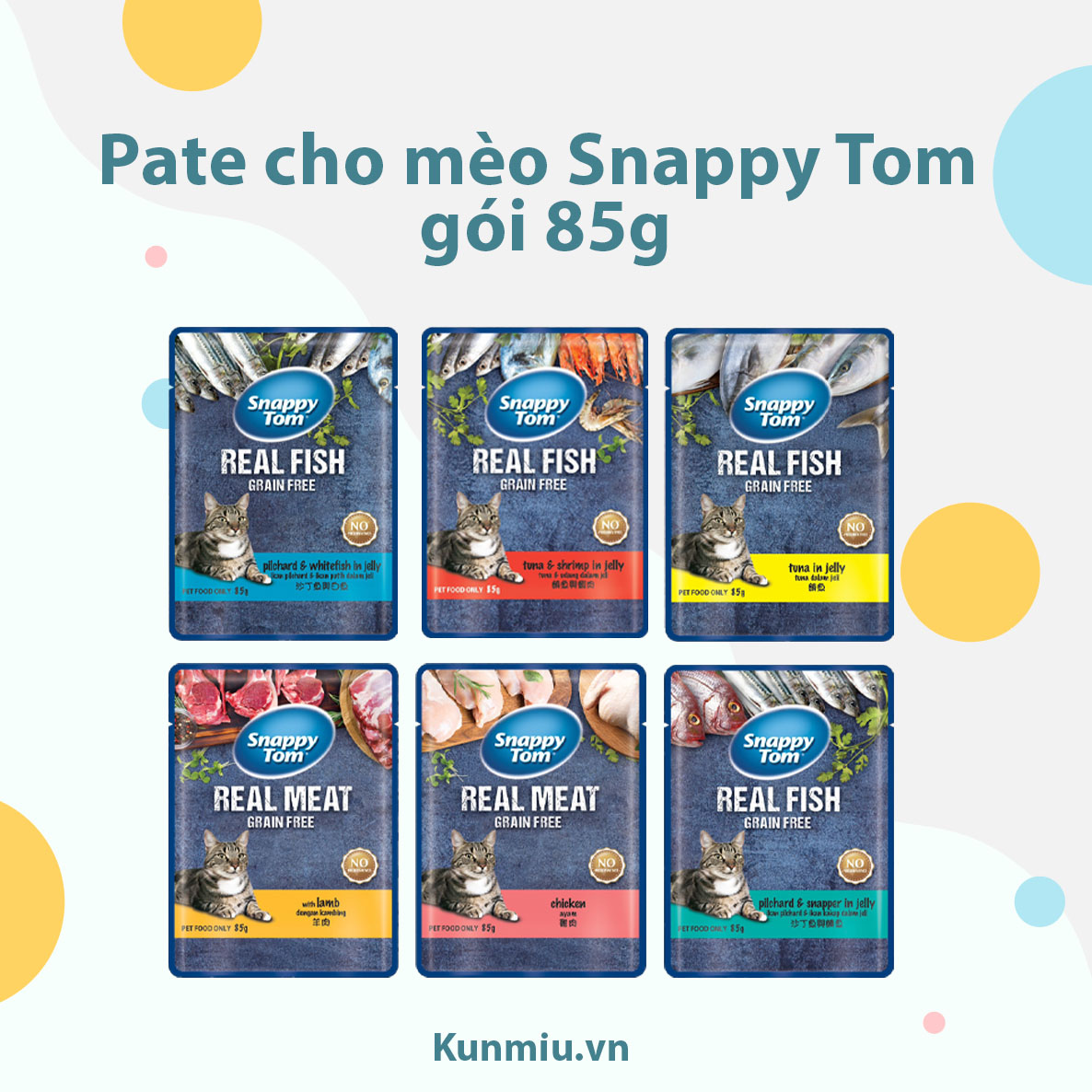 Pate cho mèo Snappy Tom gói 85g