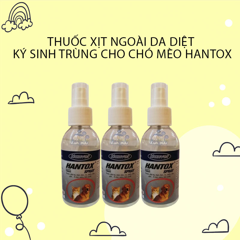 Thuốc xịt ngoài da diệt ve rận, bọ chét, ký sinh trùng cho chó mèo Hantox 100ml