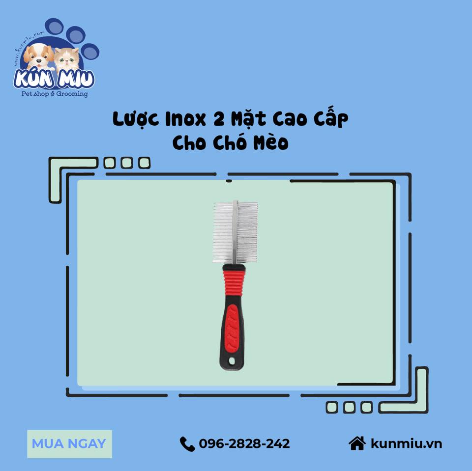 Lược inox 2 mặt cao cấp cho chó mèo