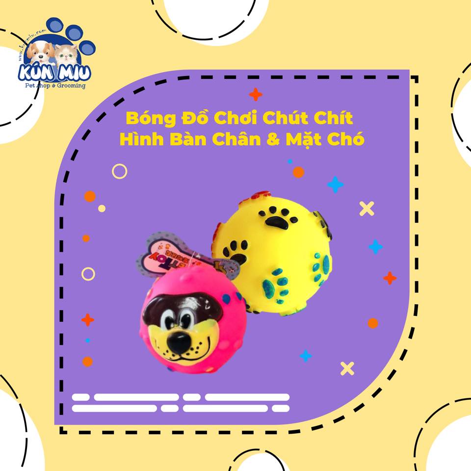 Bóng đồ chơi chút chít hình bàn chân, mặt chó