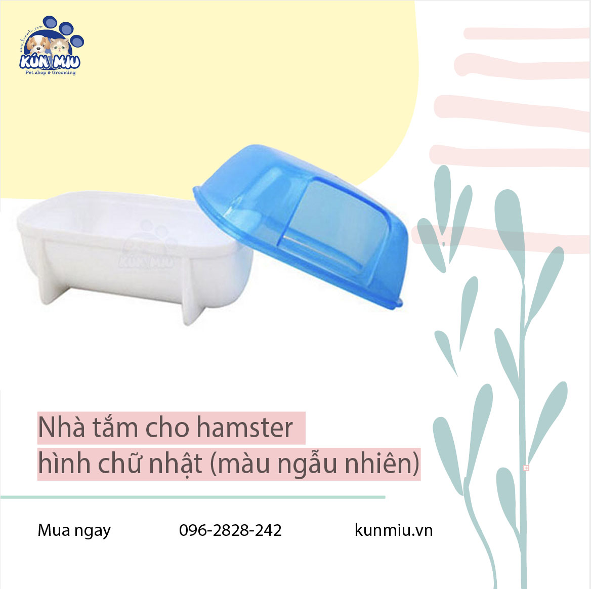 Nhà tắm cho hamster hình chữ nhật (màu ngẫu nhiên)