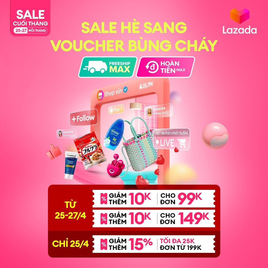 Lazada sale hè sang voucher bùng cháy