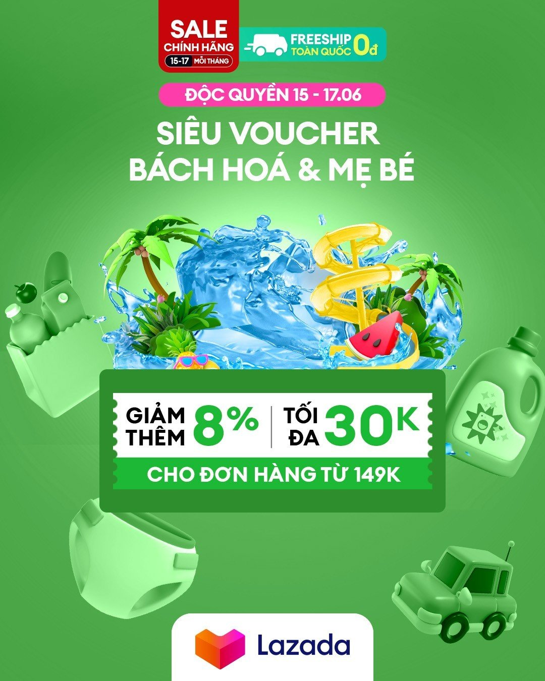 LAZADA SALE SỐC, ĐỘC QUYỀN CHỈ TỪ 15-17.06