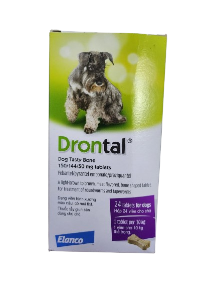 Combo 4 viên thuốc tẩy giun cho chó 10kg Drontal