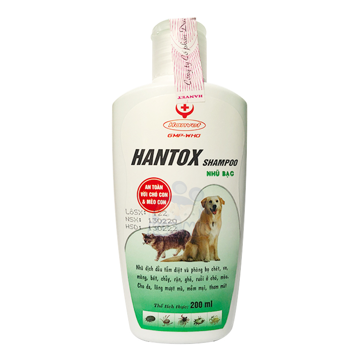 Dầu Tắm Trị Bọ Chét, Ve, Ghẻ, Rận Chó Mèo Hanvet Hantox Xanh (200ml) (htx)