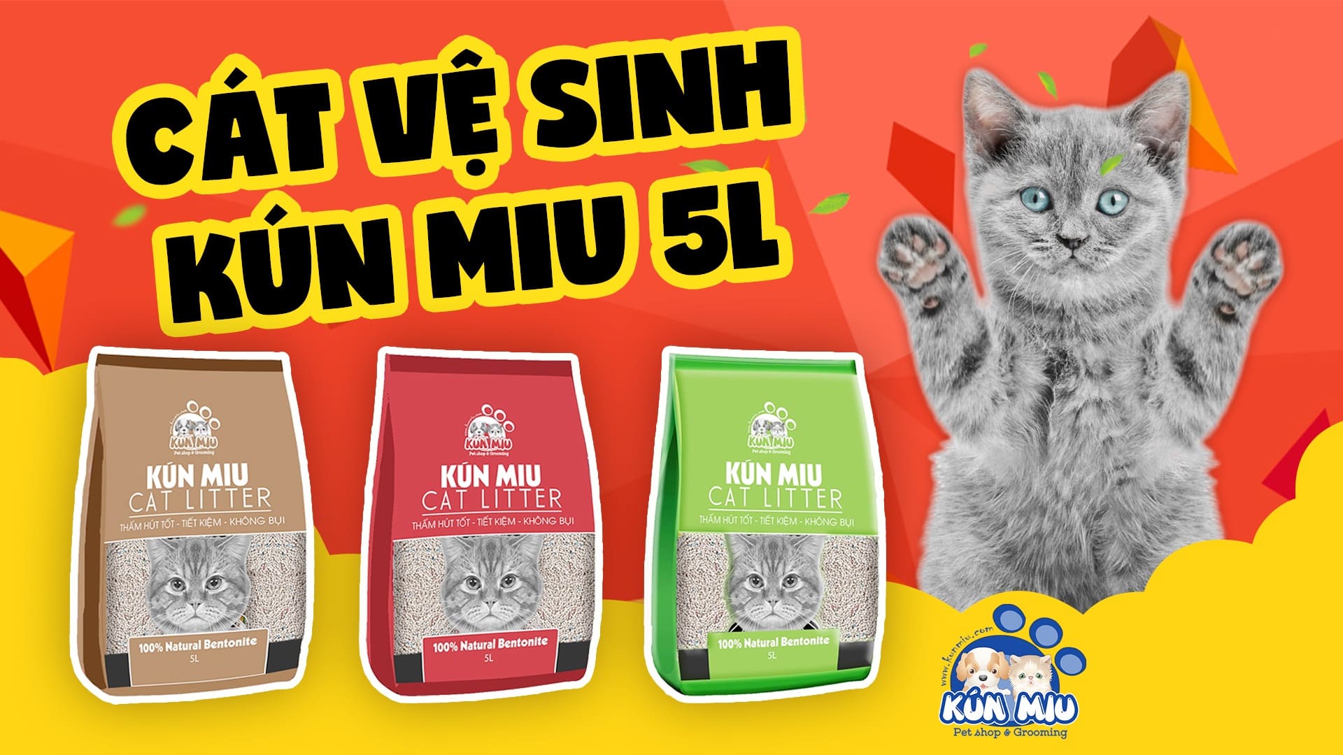 Cát vệ sinh cho mèo Kún Miu 5L