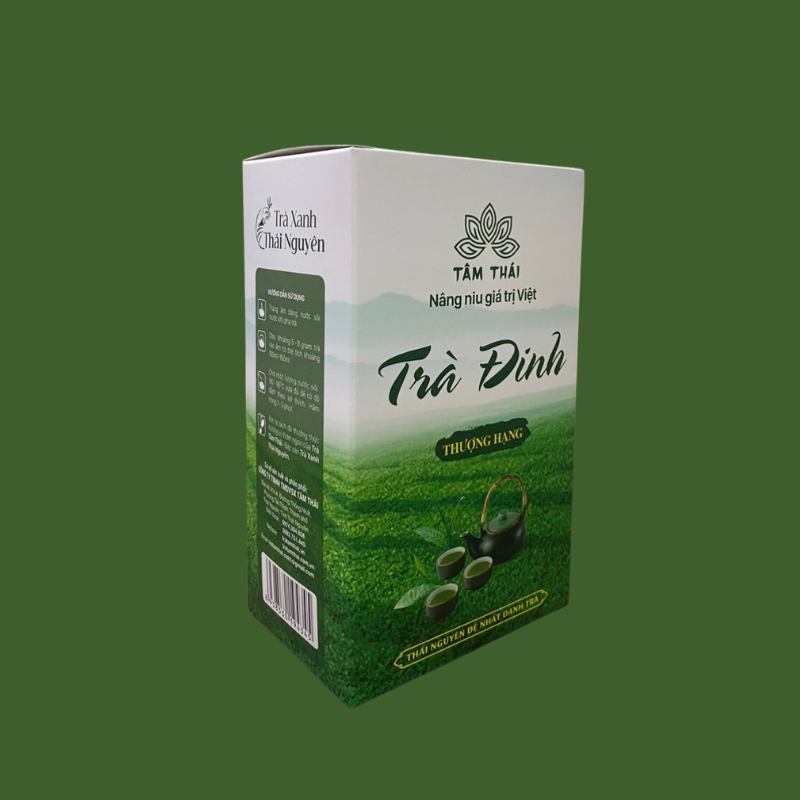 Trà Đinh Thượng Hạng hộp 200g( 2 gói 100g) Trà Đinh Ngọc Tân Cương Thái Nguyên hộp 200g