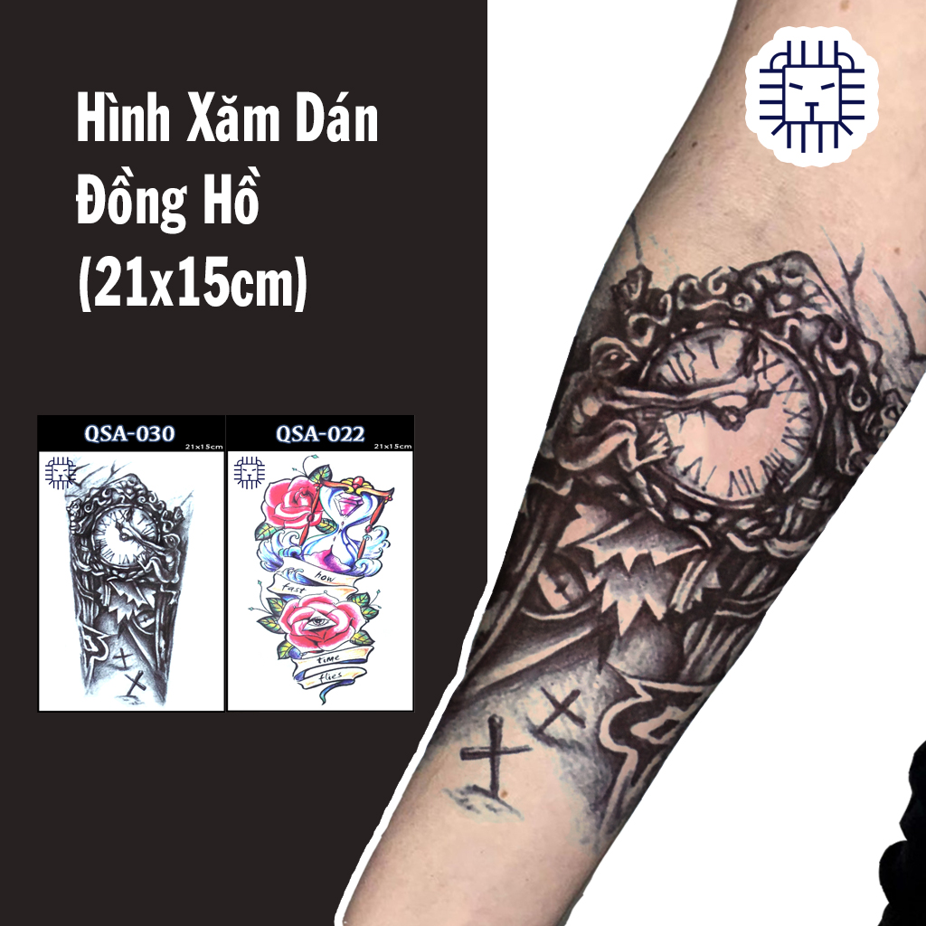 Hình Xăm Dán Tạm Thời Đồng Hồ (21x15cm) Leo Shop