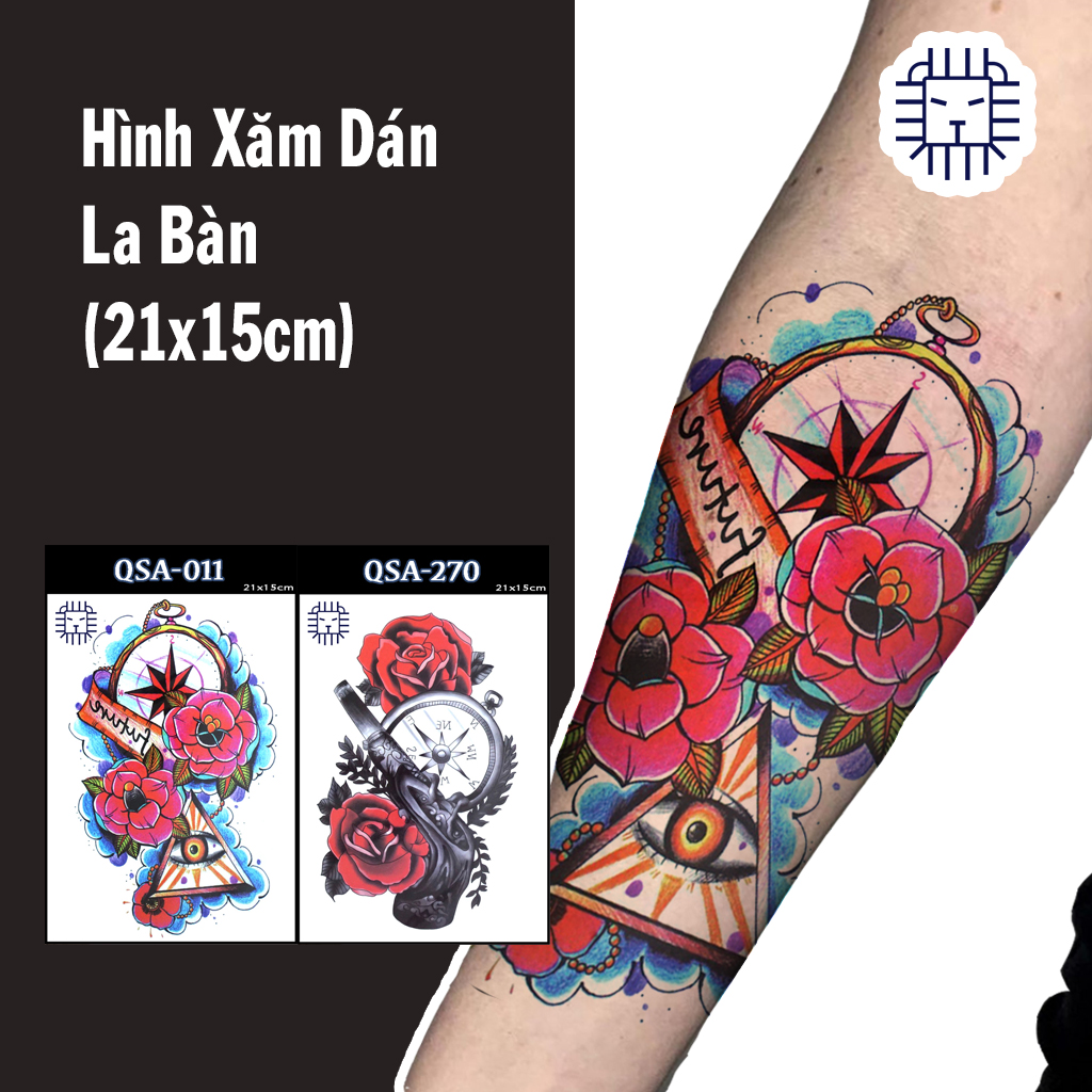 Hình Xăm Dán Tạm Thời La Bàn (21x15cm) Leo Shop