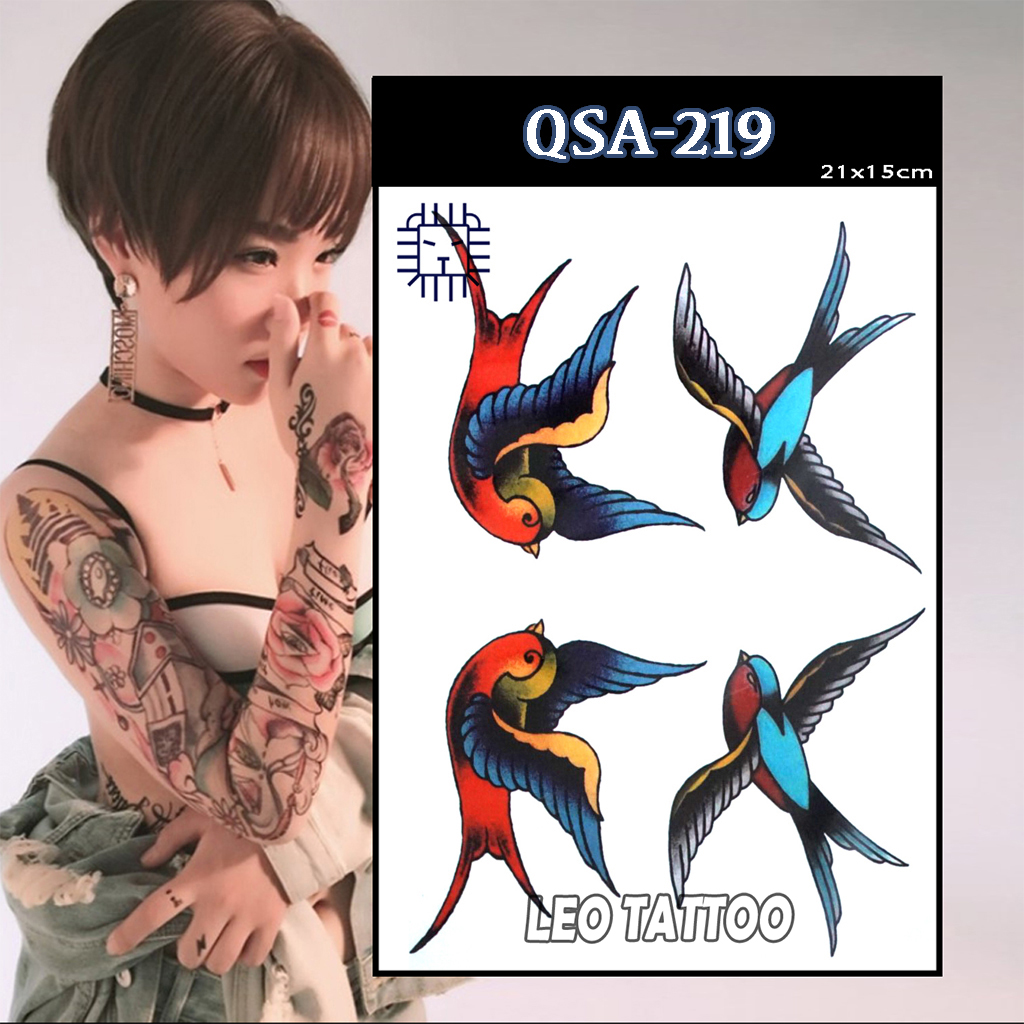 Hình Xăm Dán Tạm Thời Chim Én (21x15cm) Leo Shop