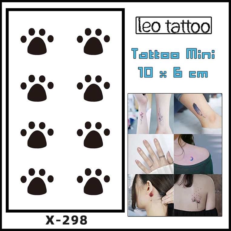 Hình Xăm Dán Mini Chống Nước Dấu Chân Chó Mèo X298 (10x6cm) Leo Shop