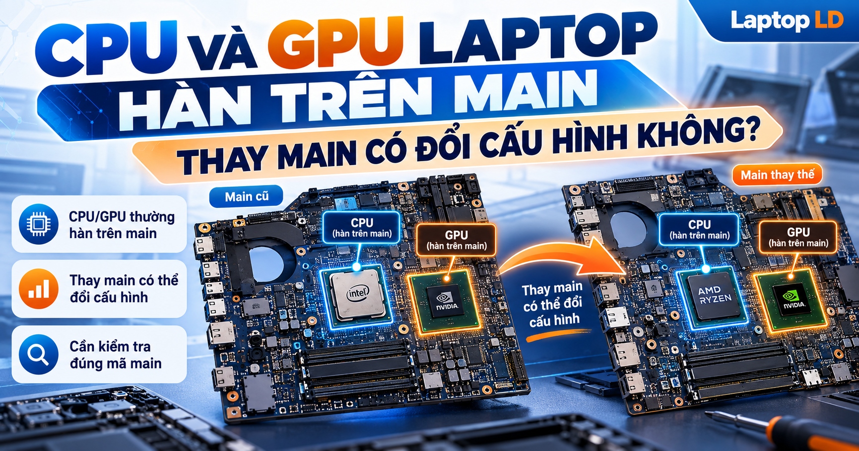 CPU Và GPU Laptop Hàn Trên Main: Thay Main Có Đổi Cấu Hình Không?