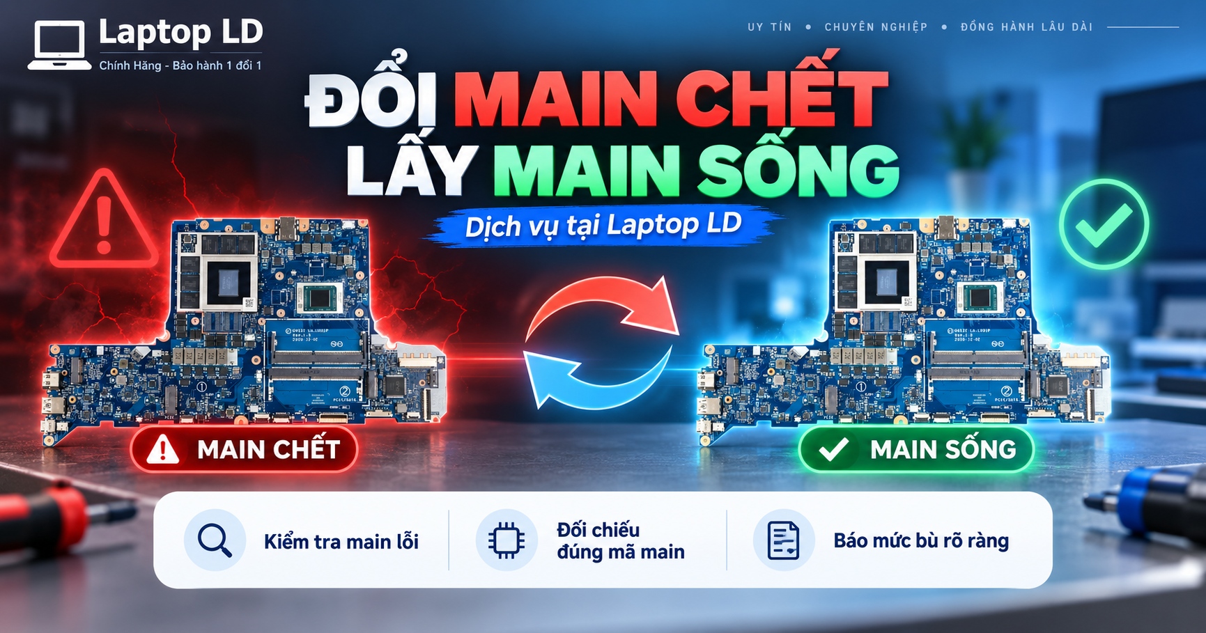 Đổi Main Chết Lấy Main Sống Laptop | Dịch Vụ Laptop LD